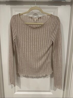 Anthropologie Pilcro Gold and Beige Ribbed Long Sleeve Top